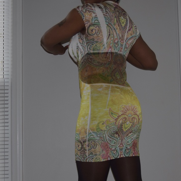 Light Multi Color Poly Dress with Mesh Pattern Waist - Picture 4 of 7